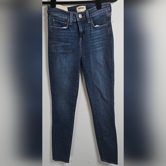 L'AGENCE  Margo High Rise Skinny Vintage Blue Dark Wash Jeans Sz 24 $275 Retail - Picture 2 of 11
